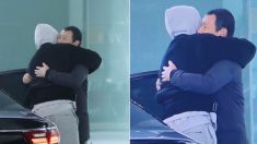 ‘암 투병’ 후 첫 출근길에서 오랜만에 만난 경호원과 뜨겁게 포옹한 김우빈