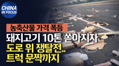 중국서 폭등한 돼지고기 가격.. 돼지고기 10톤 도로에 쏟아지자 쟁탈전 벌어져