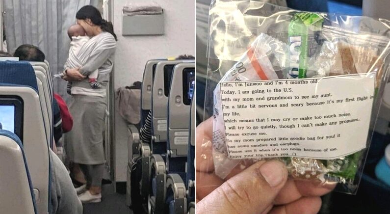 4개월 된 아기와 비행기 탄 한국인 엄마, 갑자기 승객 200명에게 ‘선물’을 나눠줬다